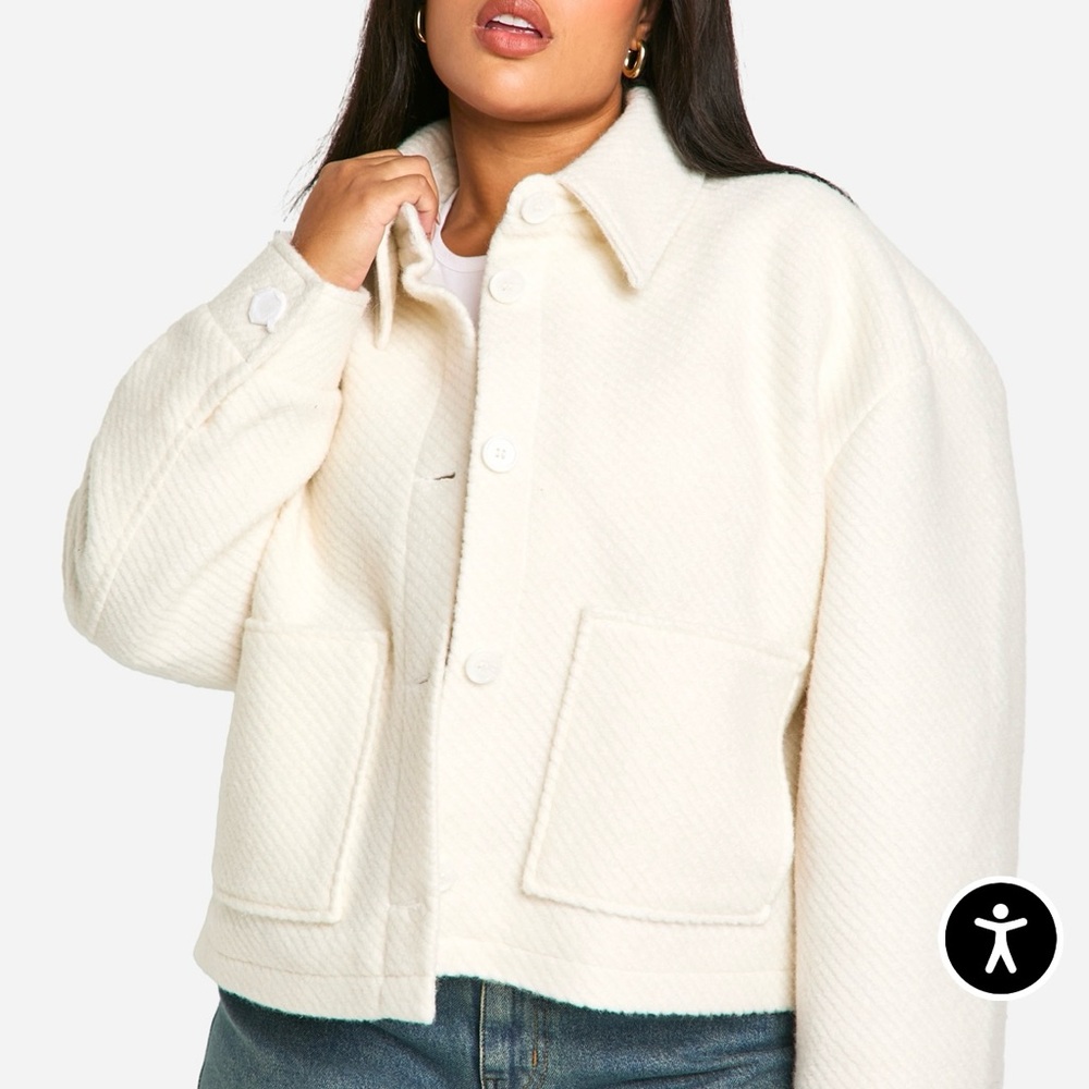 Boohoo Plus Collared Boucle Wool Look Jacket